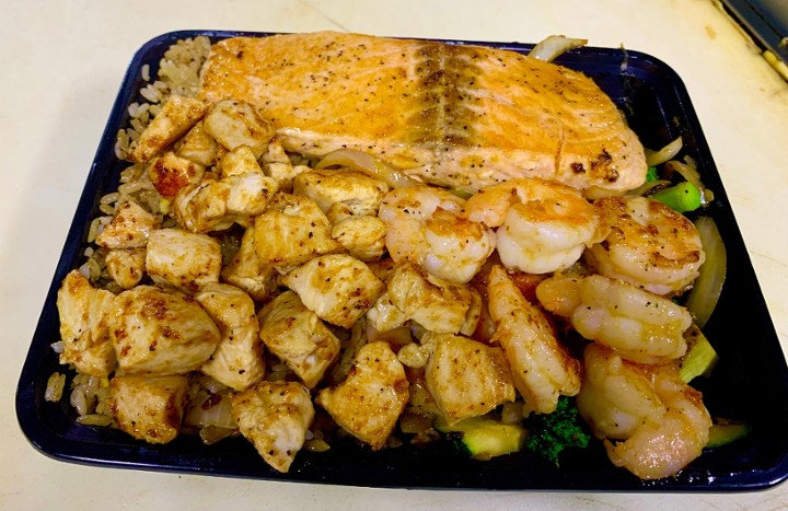 Salmon, Chicken and Shrimp