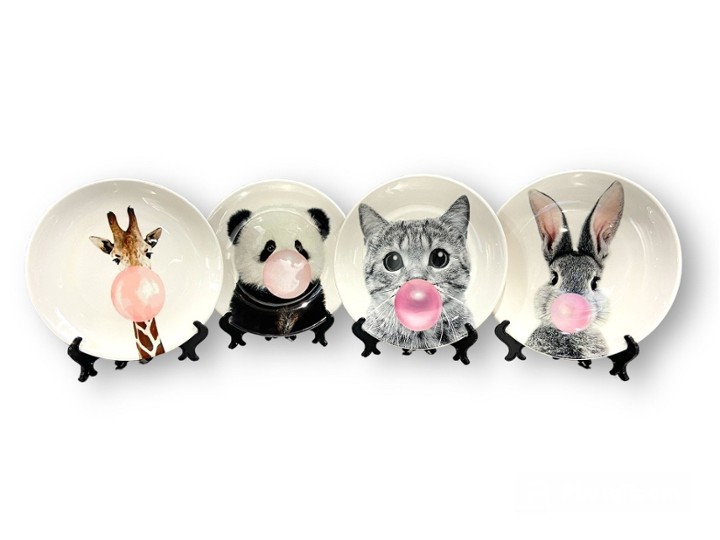 Animal Bubble Pop Art Decorative Ceramic Plate 8"