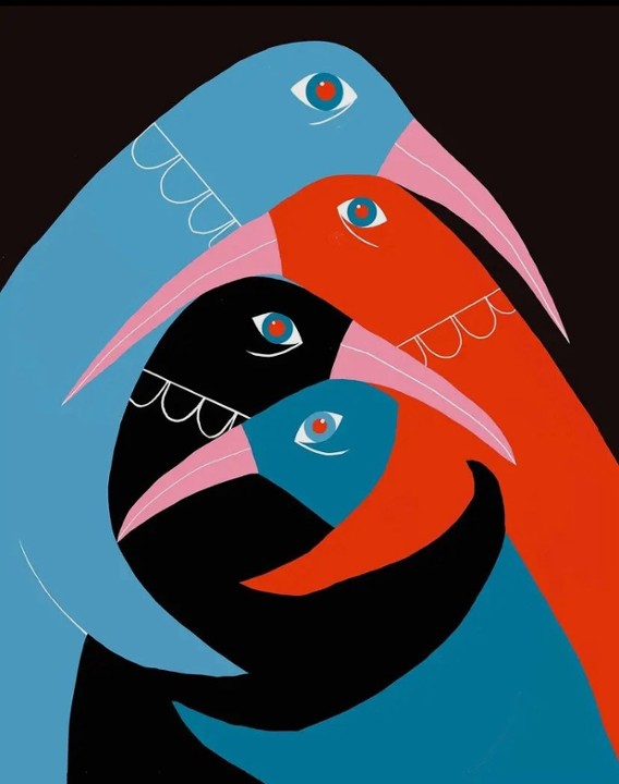 Love Birds by Lisa Congdon  (Framed w/Mat 16"x20")