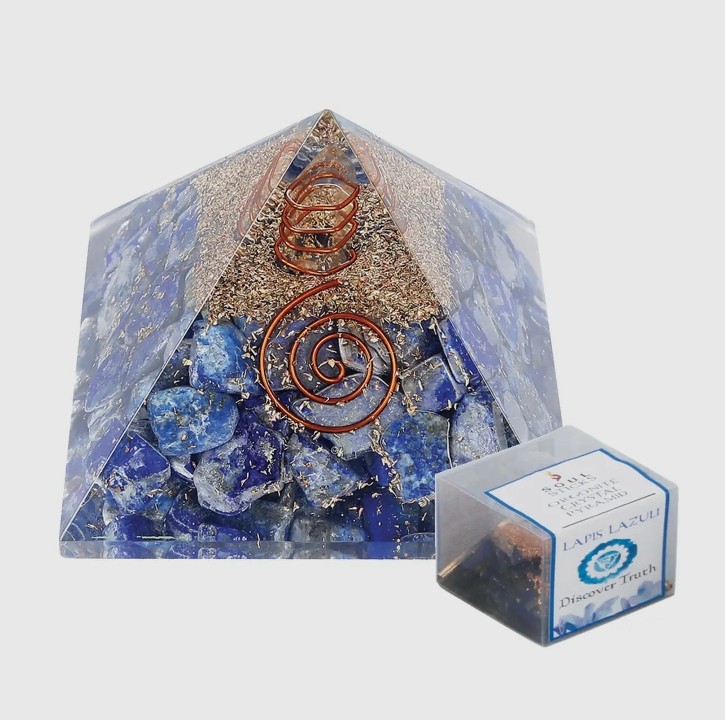 Lapis Lazuli Orgonite Crystal Pyramid with Copper 40mm
