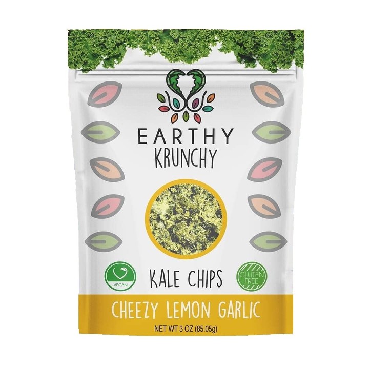 Cheezy Lemon Garlic Kale Chips - Earthy Krunchy