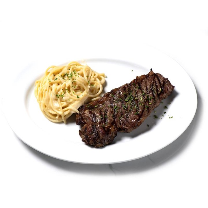 Bistecca di New York alla Griglia con Pasta alla Ruotta