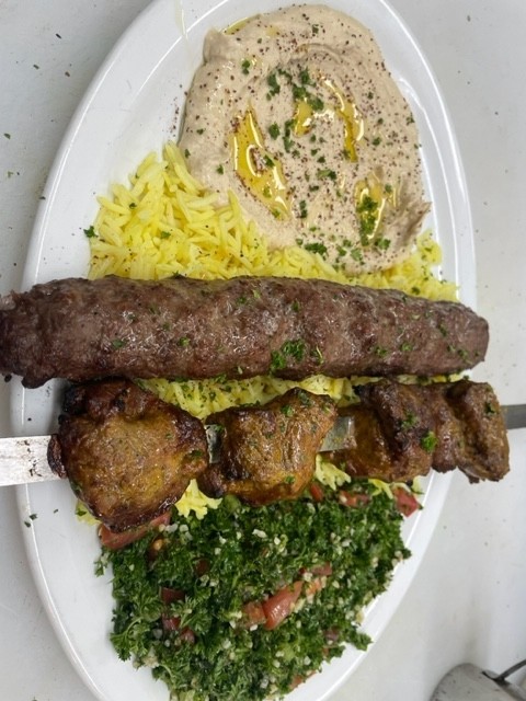 LAMB & KEFTA KEBAB DINNER (2 skewers meat)