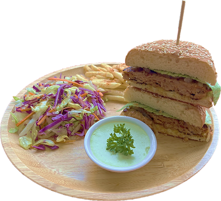 11) Tuna Burger (Wasabi Aioli) +Caramelized Onions, Lettuce