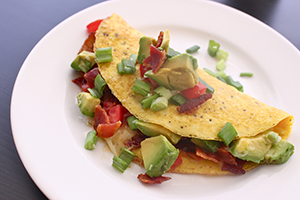 KETO Bacon, Avocado & Cheddar Omelet No Bisc