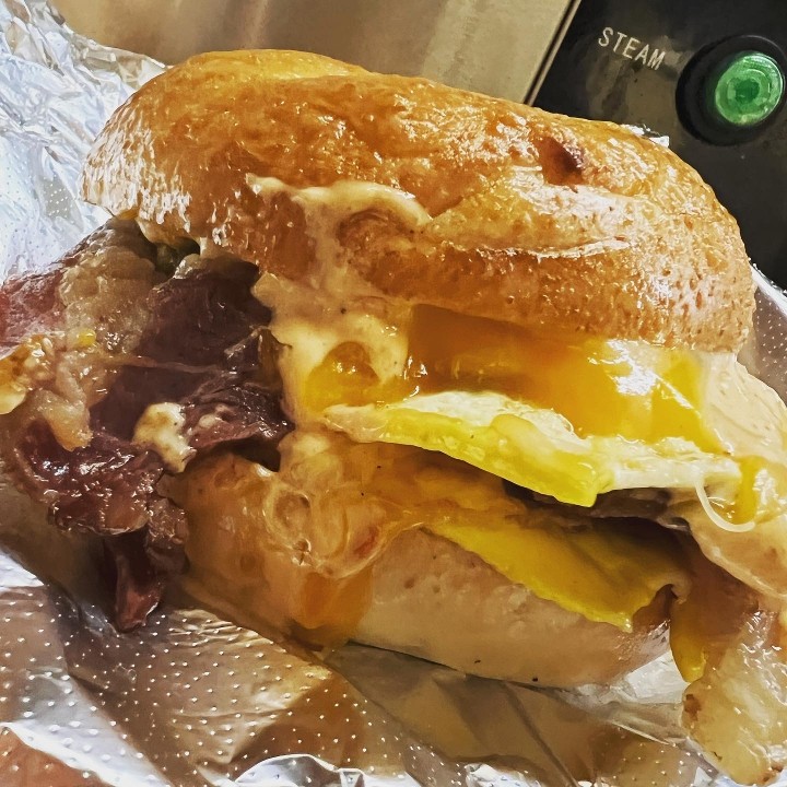Thicc Cut Beef Bacon, Griddle Egg & Cheese