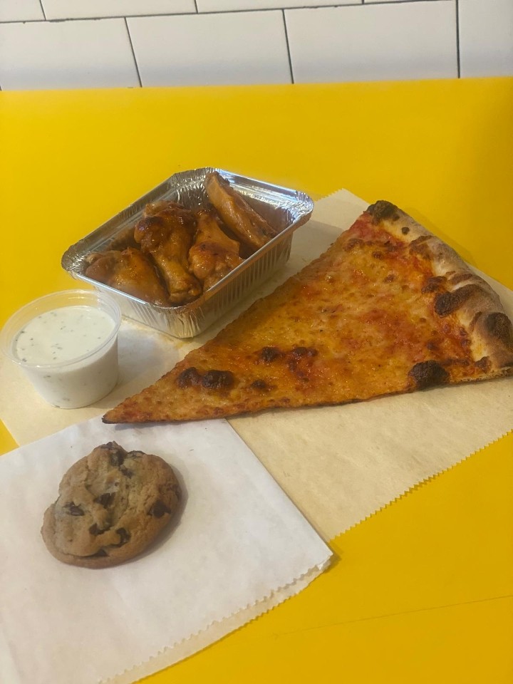 Six Oven Baked Wings, a Slice (and a Cookie)
