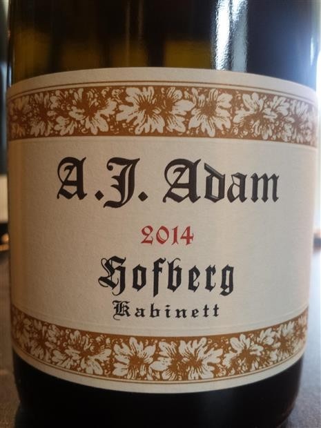 2014 A.J. Adam Hofberg Riesling Kabinett