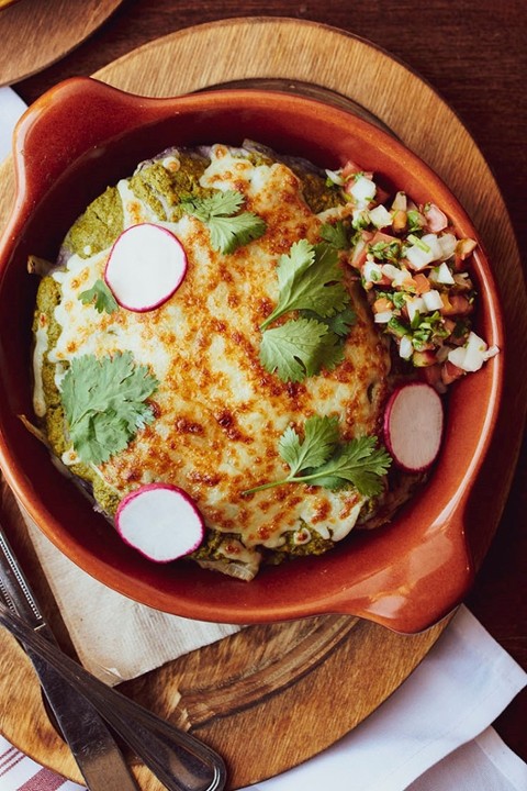 BLUE CORN ENCHILADAS "SUIZA"