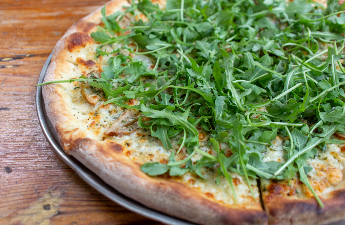 Double Dough Caramelized Pear, Blue Cheese, & Arugula