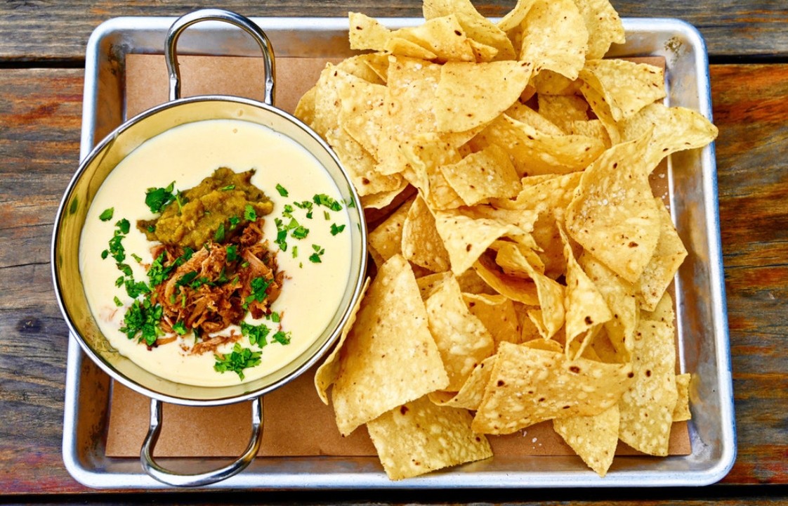 Chips and Lawnmower Queso