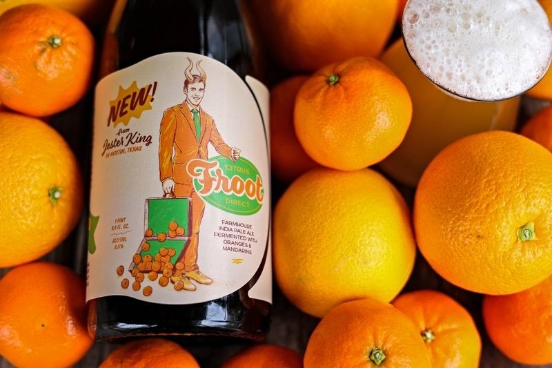 Jester King Citrus Froot Direct Triple Dry Hopped Farmhouse IPA with Texas Dancy Mandarins & Hamlin Oranges! (750 mL)