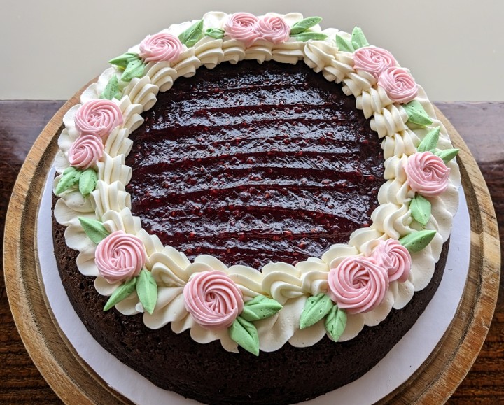 9" Flourless Chocolate Cake w. Raspberry Jam