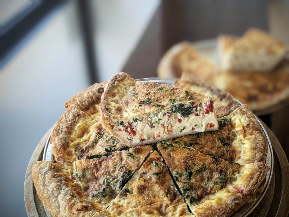 Quiche Slice (CH) - roasted red peppers, mushrooms & provolone (meat option: chicken