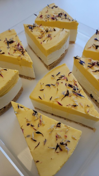 Lavender Blackcurrrant Mousse Cheesecake Slice