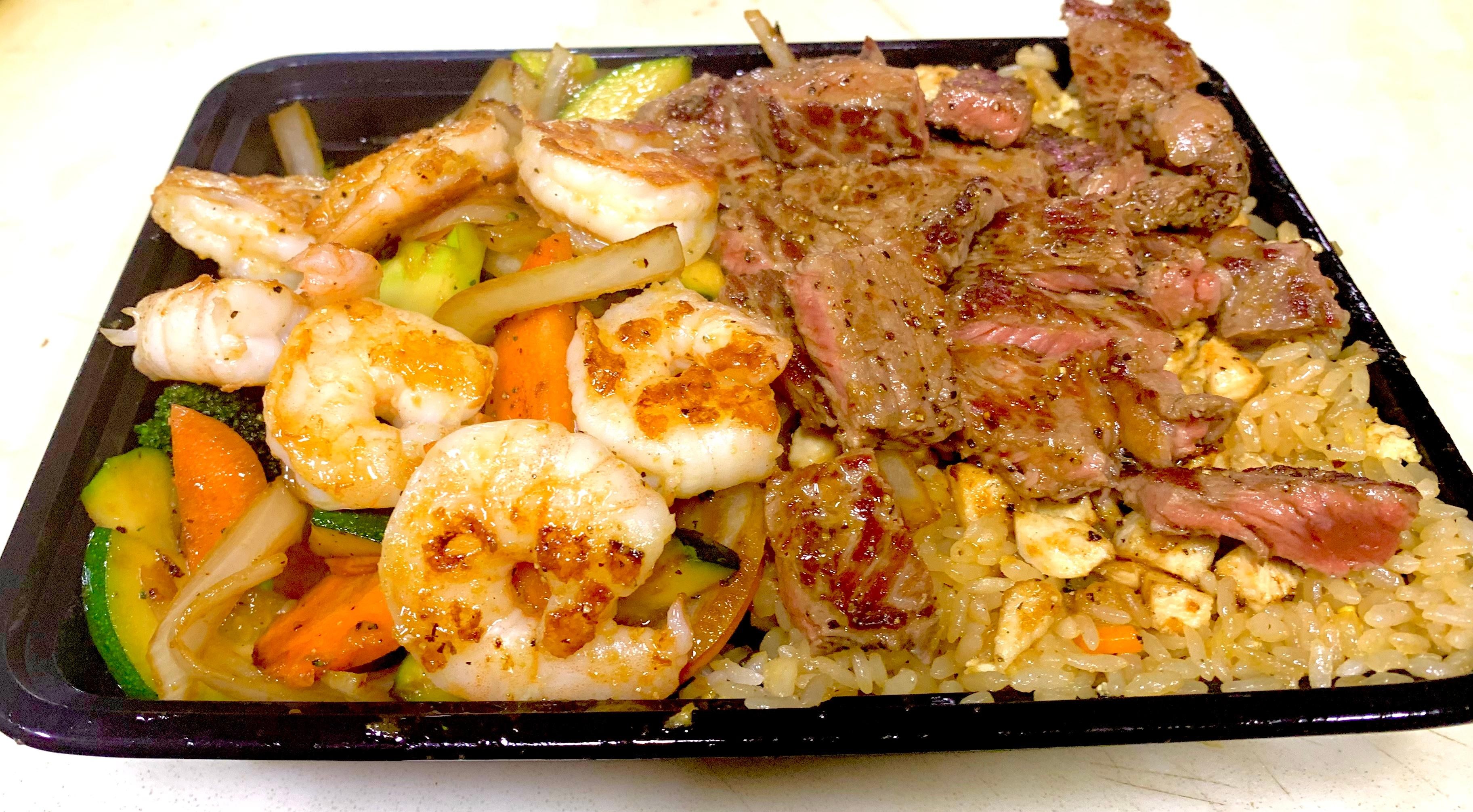 Ribeye steak and shrimp