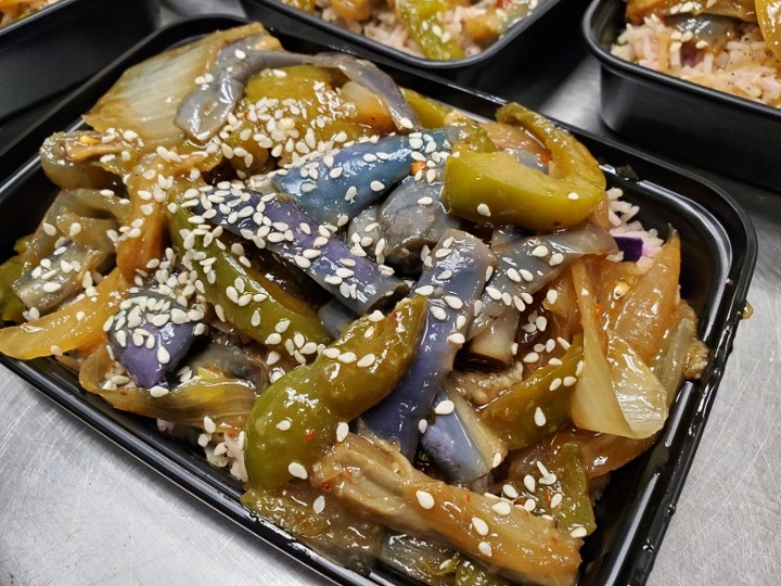 Chinese Eggplant Stirfry With Fried Rice