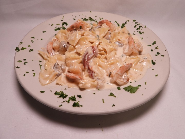 Shrimp di Gorgonzola e Pepperonata