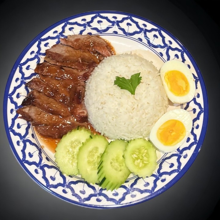K4 Kao Moo Daeng  (Red BBQ Pork and Rice)