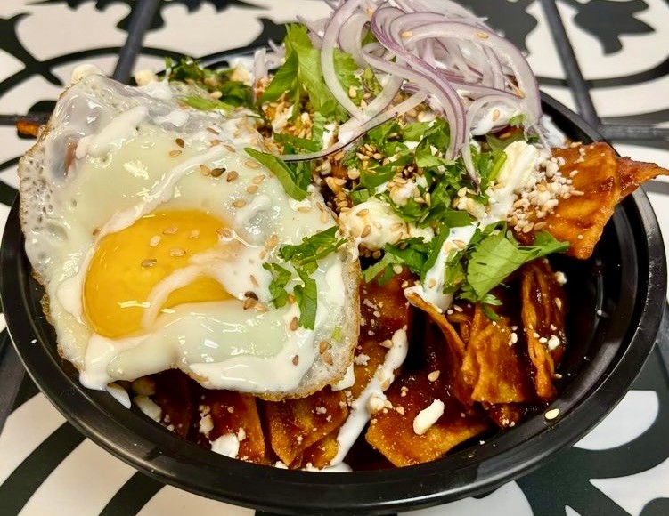 Chilaquiles Rojos with Egg