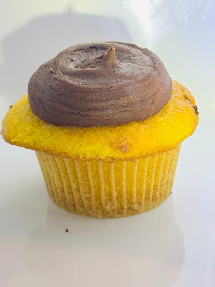 Yellow with Chocolate Icing Cupcake