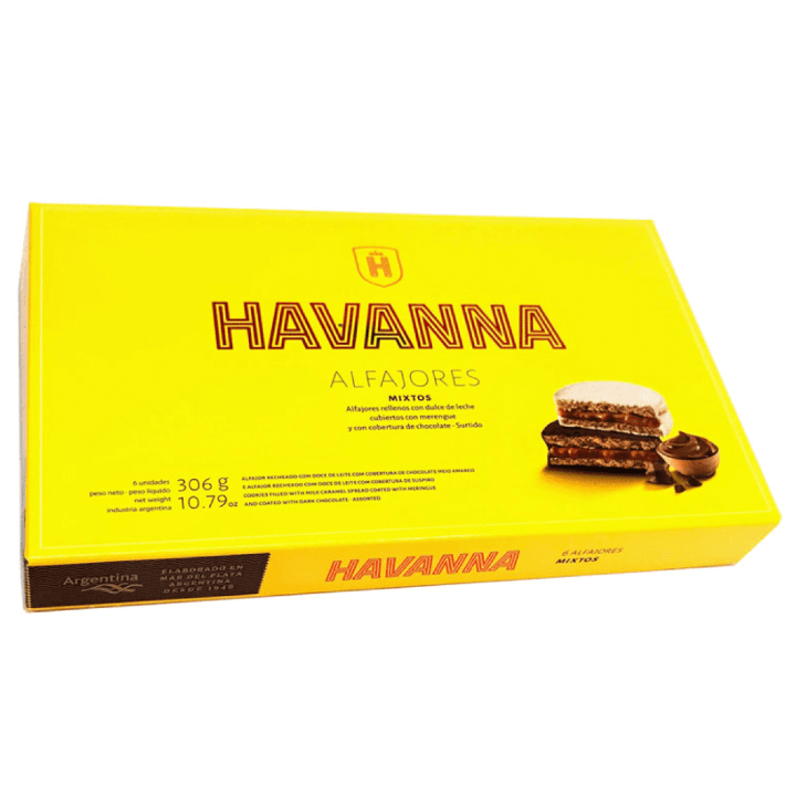 Havana "Alfajores Mixtos" 6u Box (Dulce de Leche & Chocolate)