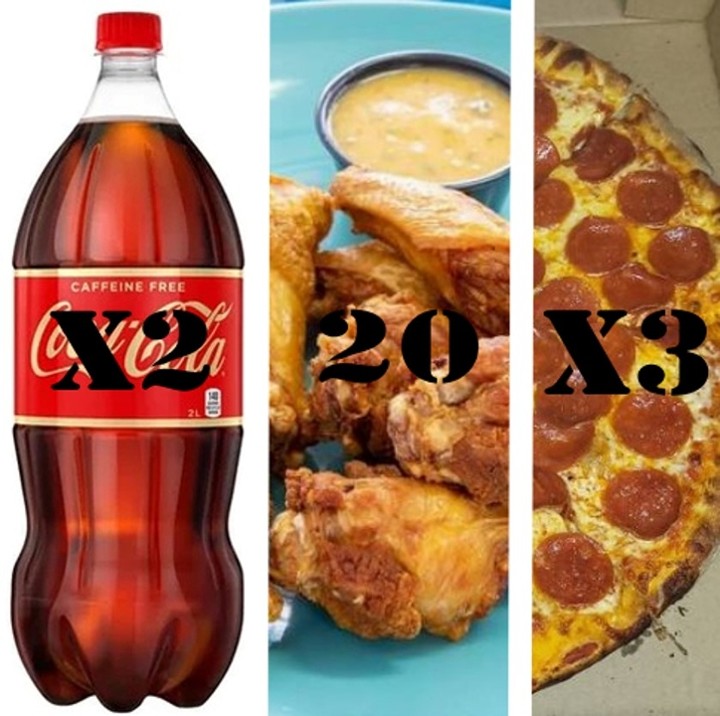 3 XL Pizza Party Pack (3 Pizza and 20 Wings)