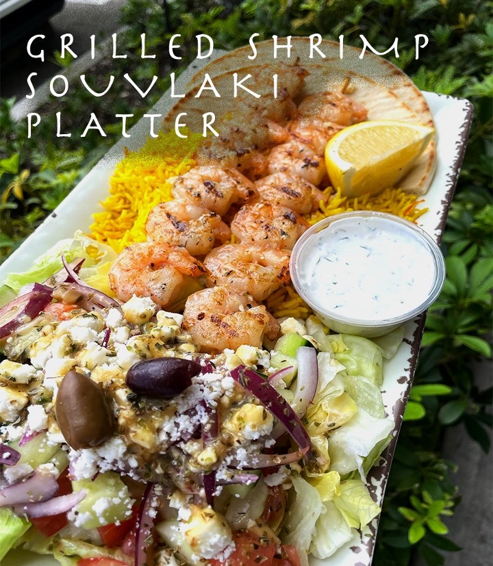 Grilled Shrimp Souvlaki Platter
