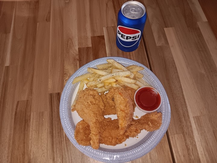 4 piece Chicken Tenders / Fries and Soda