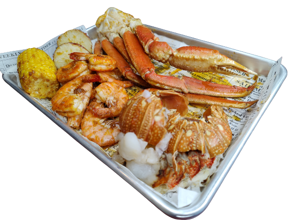 COMBO#6 1/2LB SNOW CRAB LEG, 1/2LB WHOLE SHIRMP, 1/2LB CLAM, 1/2LB SAUSAGE, 2 CORN , 2 POTATOES & 2 EGGS