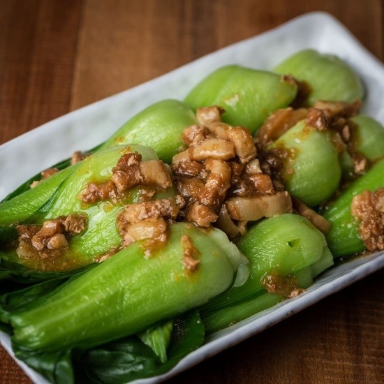 Bok Choy with Meat Sauce tang 燙青江菜