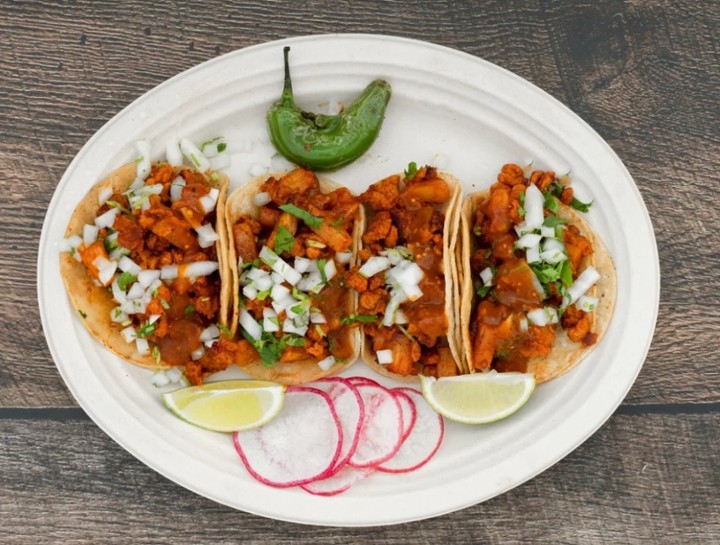 4 al pastor vegan street tacos