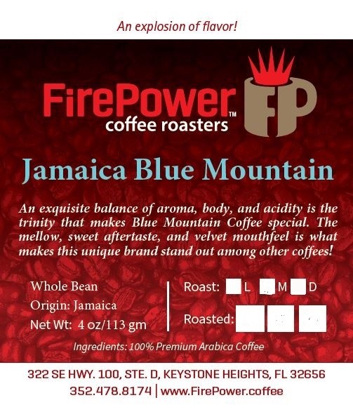 JAMAICA BLUE MOUNTAIN -- MEDIUM ROAST & WHOLE BEAN ONLY