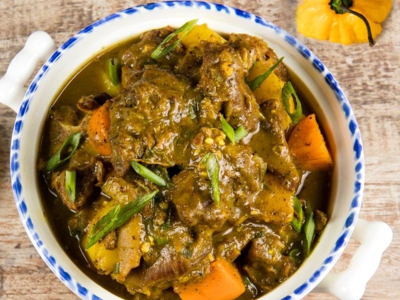 Curried Mutton w/ Rice and Peas