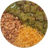 $11.99 Mole Varde De Res (Beef) with Rice & Beans