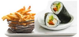 $11.99 Mix Veggie Sushi with French Fries