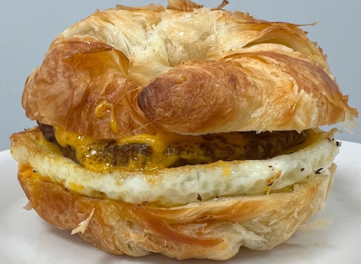 Sausage, egg and cheese croissant