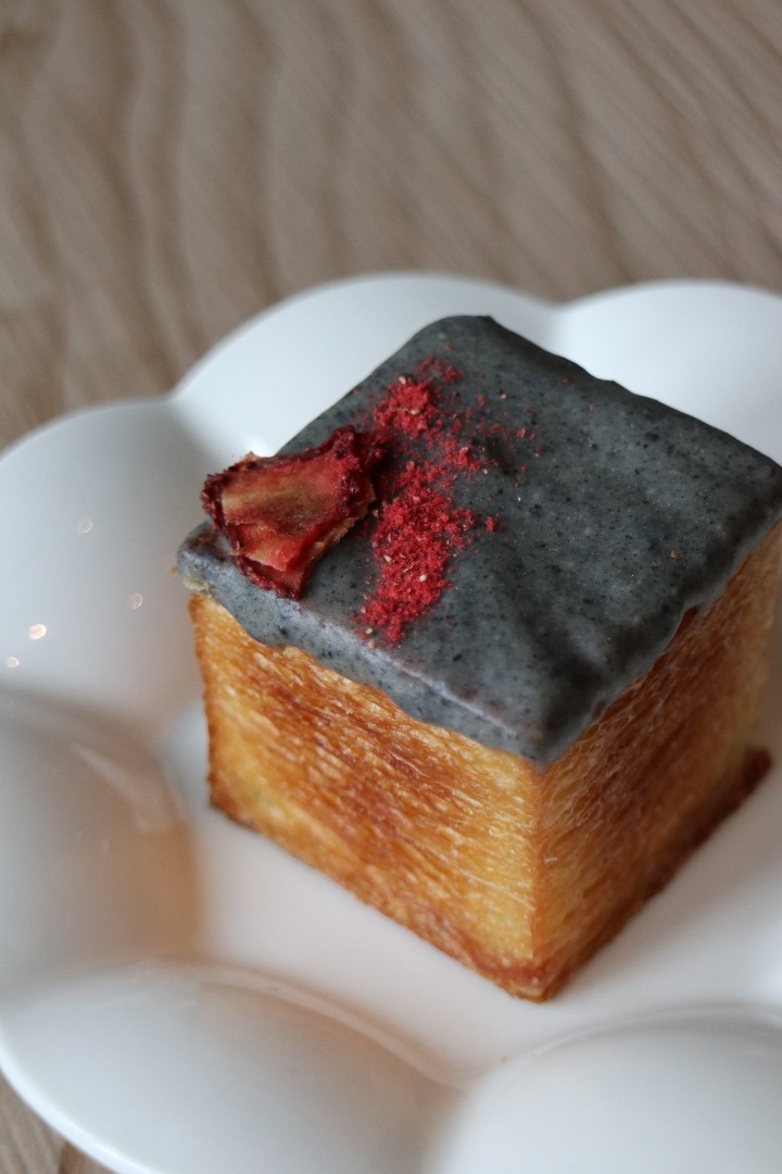 Black Sesame Strawberry Cube Croissant