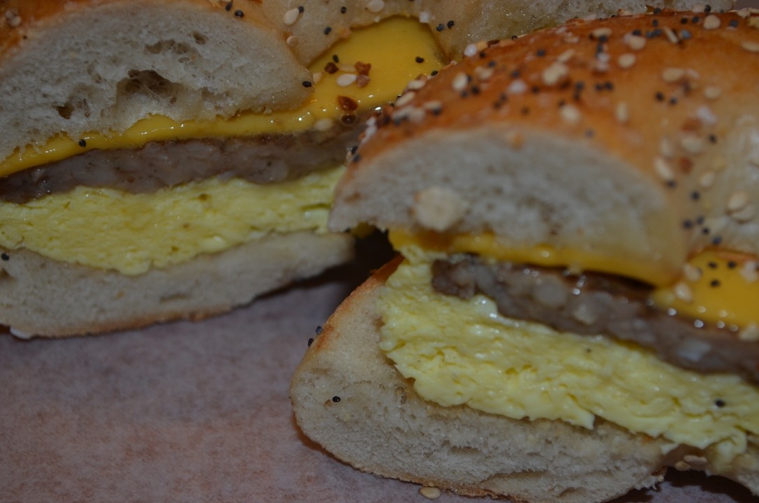 Pork Sausage, Egg, Cheese On A Bagel