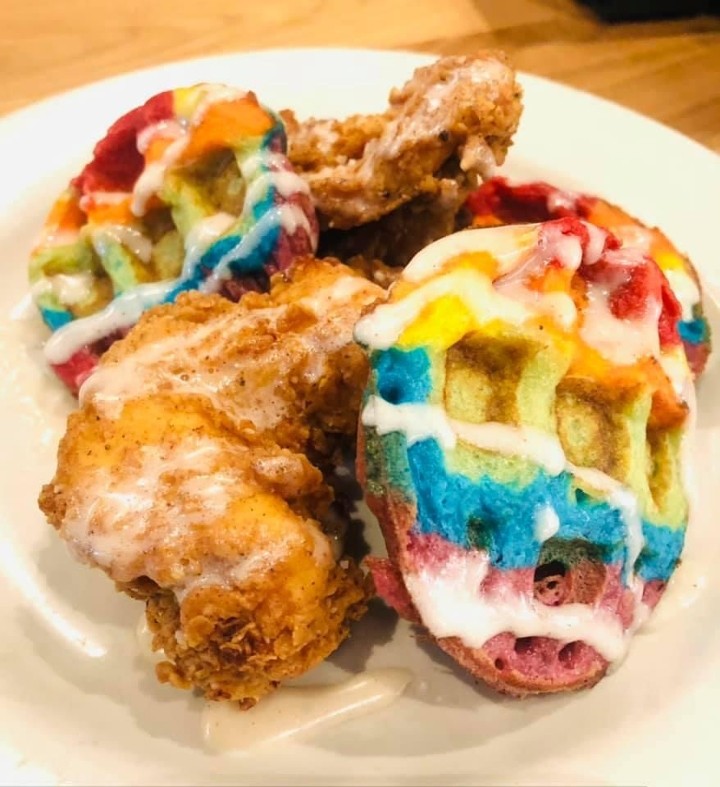 "PRIDE" Chick and Waffles - (We will be donating 10% of the sales of this special to the LGBTQ Youth Center of Durham.)