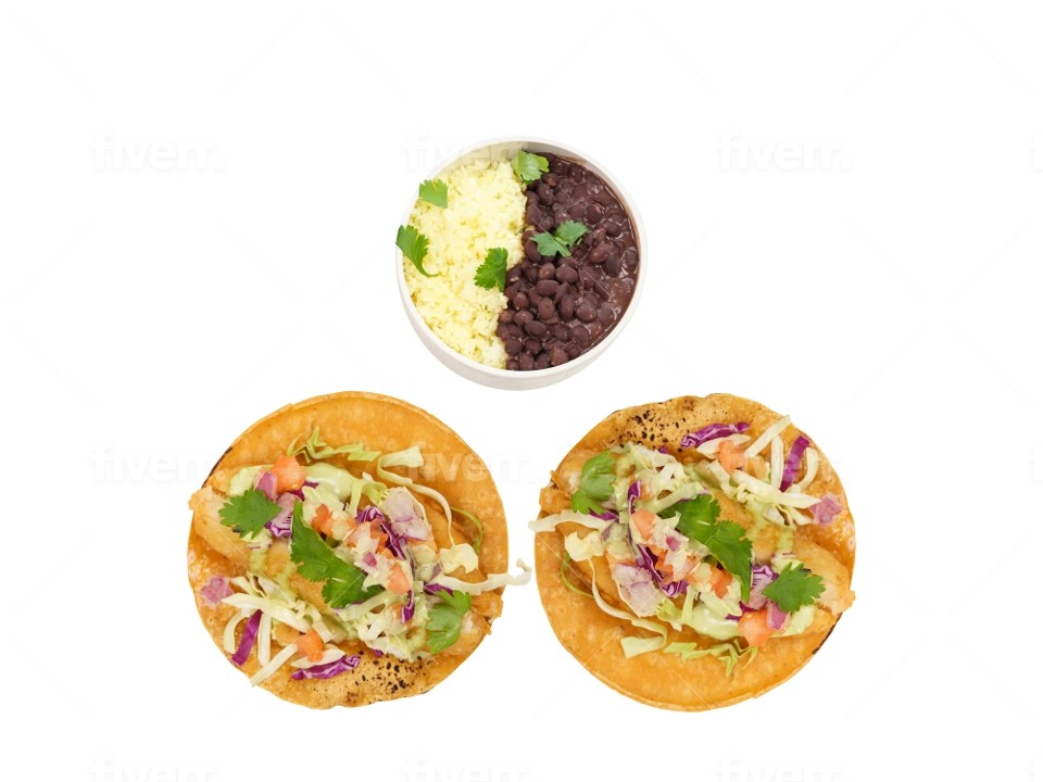 Two Tacos w/ Rice and Beans