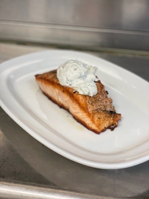 Everything Crusted Salmon w/ Tzatziki
