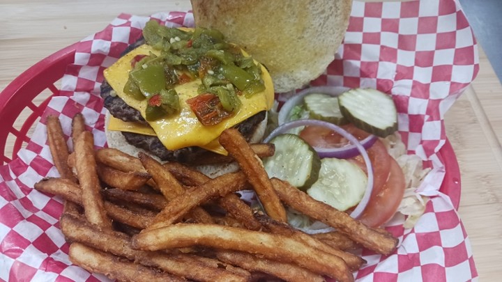 2/3# Green Chile Cheese Burger