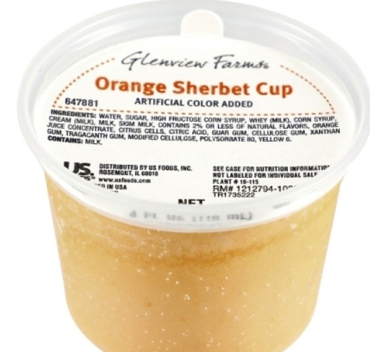 Orange Sherbert Cup (4 oz serving)