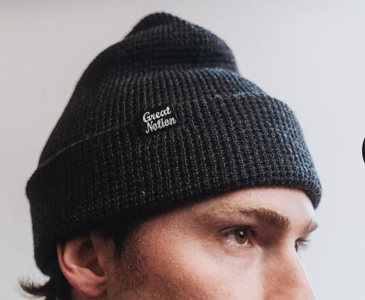 Black Waffle Knit Beanie