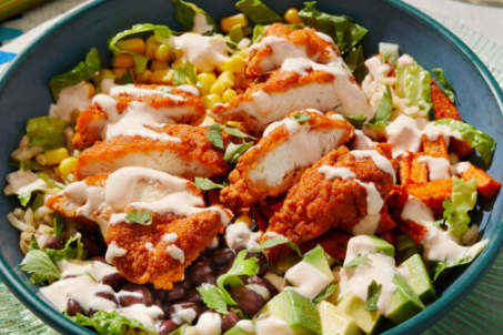 Spicy Fried Chicken Salad Bowl