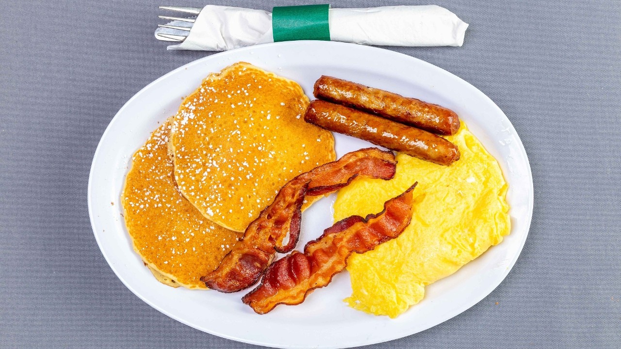 2222 - 2 eggs, 2 bacon, sausage, and 2 pancakes