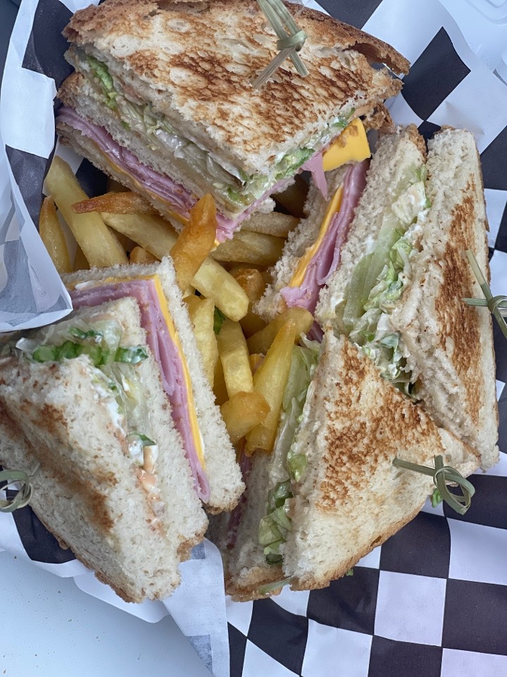Ham & Cheese Club Sandwich w/ Fries