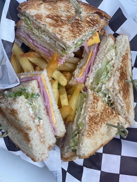 Ham & Cheese Club Sandwich w/ Fries