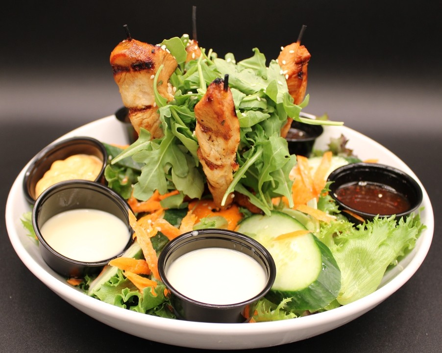 Asian Grilled Chicken Skewer Salad :